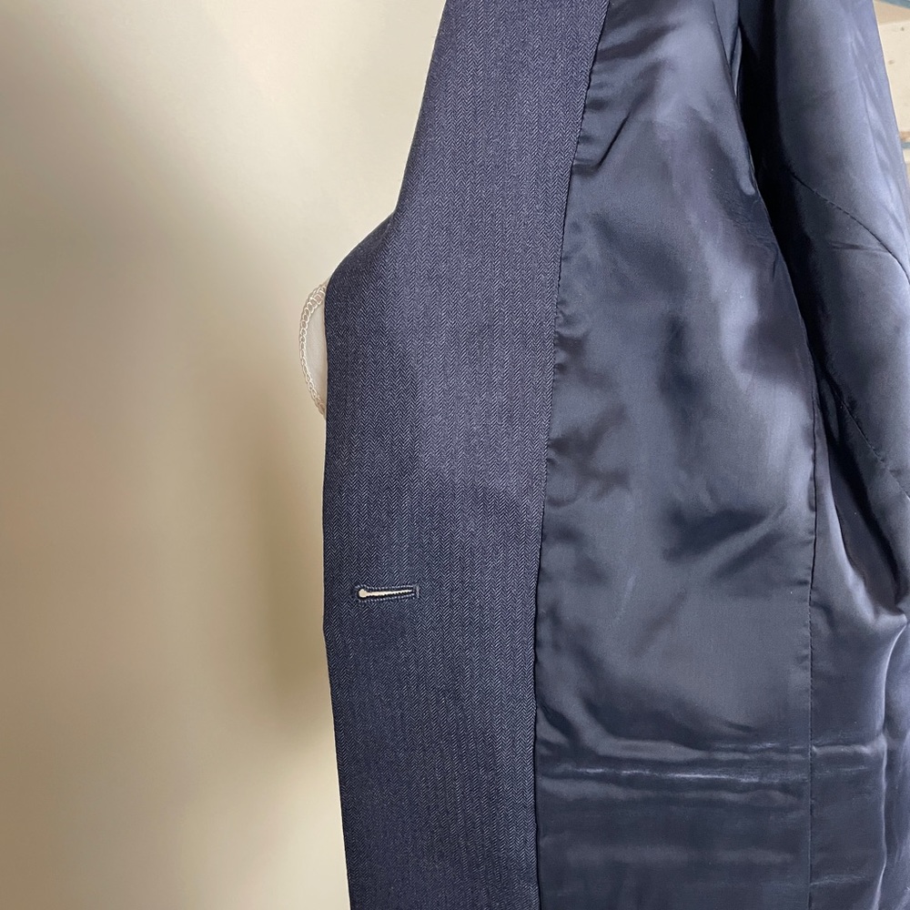Theory Blazer In Navy Wool With Subtle Herringbon… - image 7